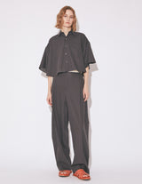 2/80 SHEER PIQUE SIDE TUCK WIDE PANTS