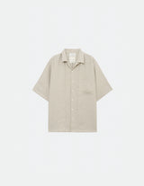 A23B-07SH01B HEMP SHIRTING OPEN COLLAR S/S SHIRT