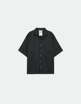 A23B-07SH01B HEMP SHIRTING OPEN COLLAR S/S SHIRT