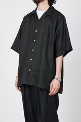 A23B-07SH01B HEMP SHIRTING OPEN COLLAR S/S SHIRT
