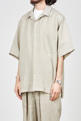A23B-07SH01B HEMP SHIRTING OPEN COLLAR S/S SHIRT