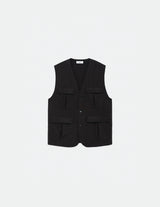 M23B-01BL01A SUPER120’S WOOL WASHER TROPICAL SAFARI VEST