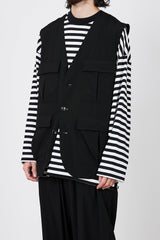 M23B-01BL01A SUPER120’S WOOL WASHER TROPICAL SAFARI VEST