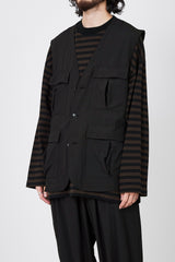 M23B-01BL01A SUPER120’S WOOL WASHER TROPICAL SAFARI VEST