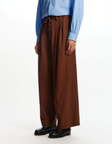 A26A16PT02C ORGANIC COTTON VOILE YARN TWILL TRIPLE PLEATED EASY TROUSERS