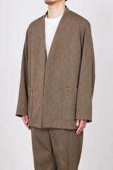 M23D-04JK01C WOOL HERRINGBONE LAPELLESS SHIRT JACKET