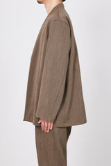 M23D-04JK01C WOOL HERRINGBONE LAPELLESS SHIRT JACKET