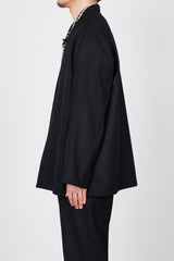 M23D-04JK01C WOOL HERRINGBONE LAPELLESS SHIRT JACKET