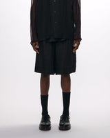 M25A13PT02B LINEN HERRINGBONE OFFICER TWO TUCK SHORTS