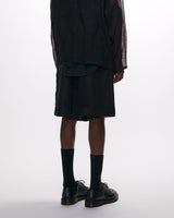 M25A13PT02B LINEN HERRINGBONE OFFICER TWO TUCK SHORTS