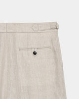 M25A13PT02B LINEN HERRINGBONE OFFICER TWO TUCK SHORTS