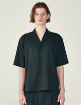 M26B08SH02B WOOL HIGH TWIST TROPICAL OPEN COLLAR S/S SHIRT WITH HEM TAB
