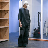 MBL-DMPT RIPPED DENIM TUCK WIDE PANTS