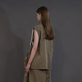 WM02-BE252023 POLYESTER YARN DYED GABARDINE ZIP VEST