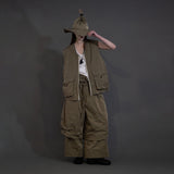 WM02-BE252023 POLYESTER YARN DYED GABARDINE ZIP VEST