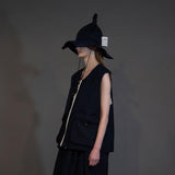 WM02-BE252023 POLYESTER YARN DYED GABARDINE ZIP VEST