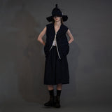 WM02-BE252023 POLYESTER YARN DYED GABARDINE ZIP VEST