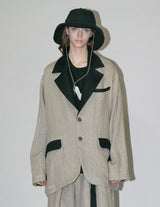 WM02-JK2610201 SEMI WET LINEN OVERSIZE JACKET