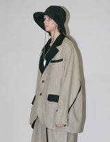 WM02-JK2610201 SEMI WET LINEN OVERSIZE JACKET