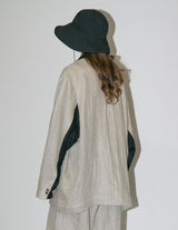 WM02-JK2610201 SEMI WET LINEN OVERSIZE JACKET