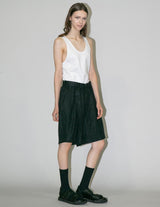 WM02-SP2610204 SEMI WET LINEN BELT SHORT PANTS