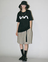 WM02-SP2610204 SEMI WET LINEN BELT SHORT PANTS
