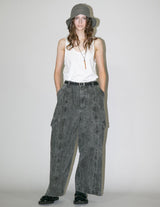 WM04-PT2610404B PIGMENT PRINT WASHED DENIM WIDE CARGO PANTS