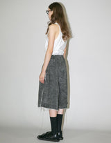 WM04-SP2610405B PIGMENT PRINT WASHED DENIM WIDE HALF PANTS