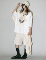 WM04-SP2610405K PIGMENT PRINT WASHED DENIM WIDE HALF PANTS