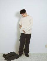 NMCU-047 WAFFLE SIDE RIB LOOSE SLEEVE TEE