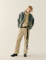 NMCU-048 WAFFLE TURTLE NECK LOOSE SLEEVE TEE