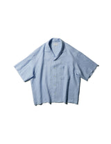 SN-478 S/S CUT OFF OPEN COLLAR SHIRT - LINEN