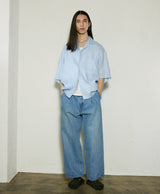 SN-478 S/S CUT OFF OPEN COLLAR SHIRT - LINEN