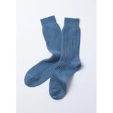 ROTOTO R1110 COTTON WAFFLE CREW SOCKS IN DULL BLUE
