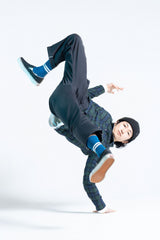 ND20X002AR SIGNATURE SOCKS - AUTUMN ORANGE × ROAD BLUE