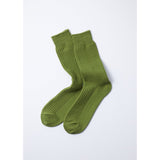 ROTOTO R1110 COTTON WAFFLE CREW SOCKS IN OLIVE