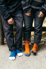 ND20X002AR SIGNATURE SOCKS - AUTUMN ORANGE × ROAD BLUE