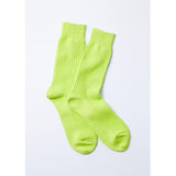 ROTOTO R1110 COTTON WAFFLE CREW SOCKS IN NEON YELLOW