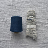 Yahae 7-5010 "GARABOU" ORGANIC COTTON SLIPPER SOCKS INDIGO
