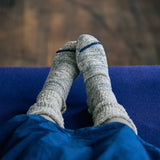 Yahae 7-5010 "GARABOU" ORGANIC COTTON SLIPPER SOCKS INDIGO