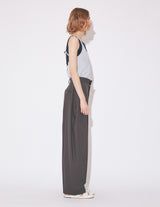2/80 SHEER PIQUE SIDE TUCK WIDE PANTS