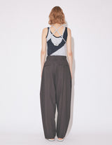 2/80 SHEER PIQUE SIDE TUCK WIDE PANTS