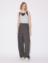 2/80 SHEER PIQUE SIDE TUCK WIDE PANTS