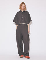 2/80 SHEER PIQUE SIDE TUCK WIDE PANTS