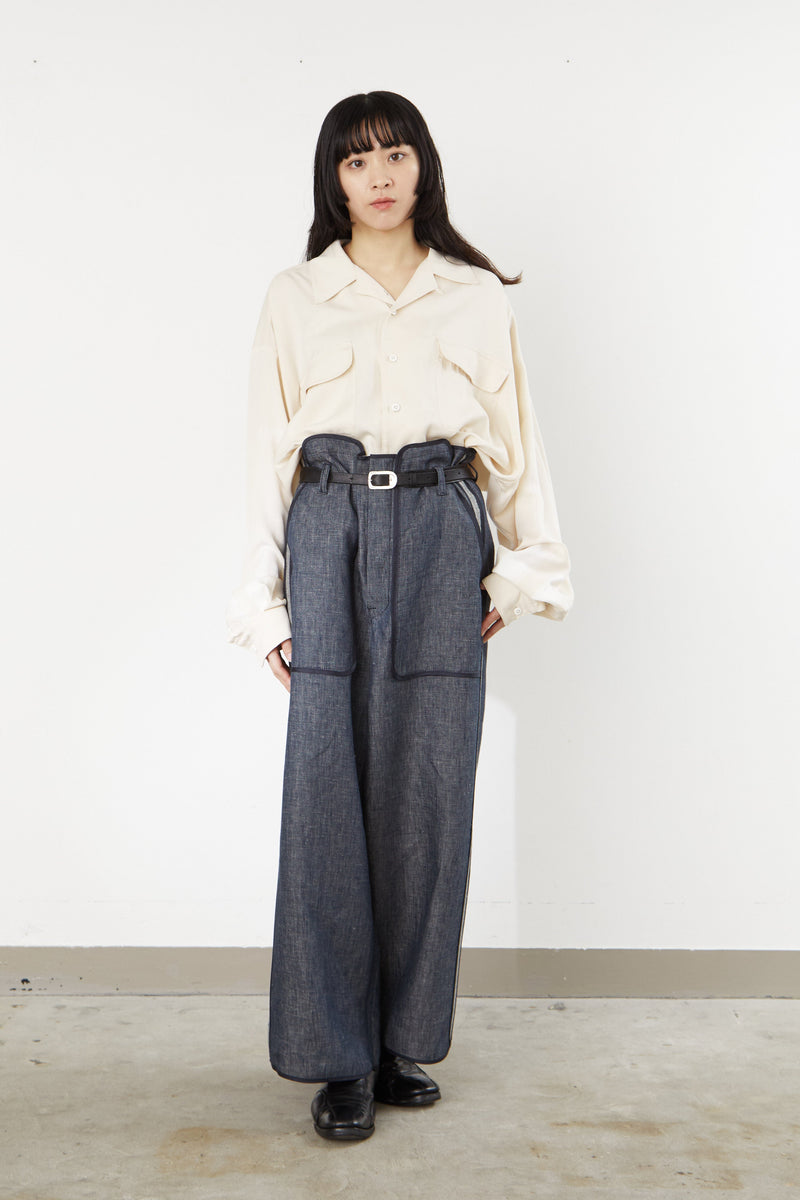 FF019 WITH PIPING: LINEN PANTS