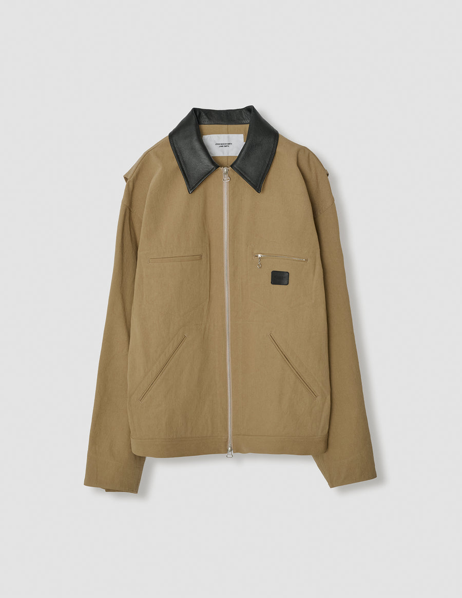 25SJK-#602S LEATHER COLLAR COTTON CHINO CLOTH DETROIT JACKET