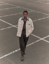 25WJK-#918SW 8W COTTON CORDUROY LEATHER COLLAR COVERALL WHITE