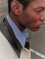 25WJK-#918SW 8W COTTON CORDUROY LEATHER COLLAR COVERALL WHITE