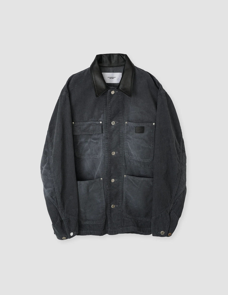 ジャケット・アウター CDGH LEATHER COLLAR COVERALL JACKET JOHN MASON SMITH 25WJK-#918S 8W COTTON CORDUROY LEATHER COLLAR