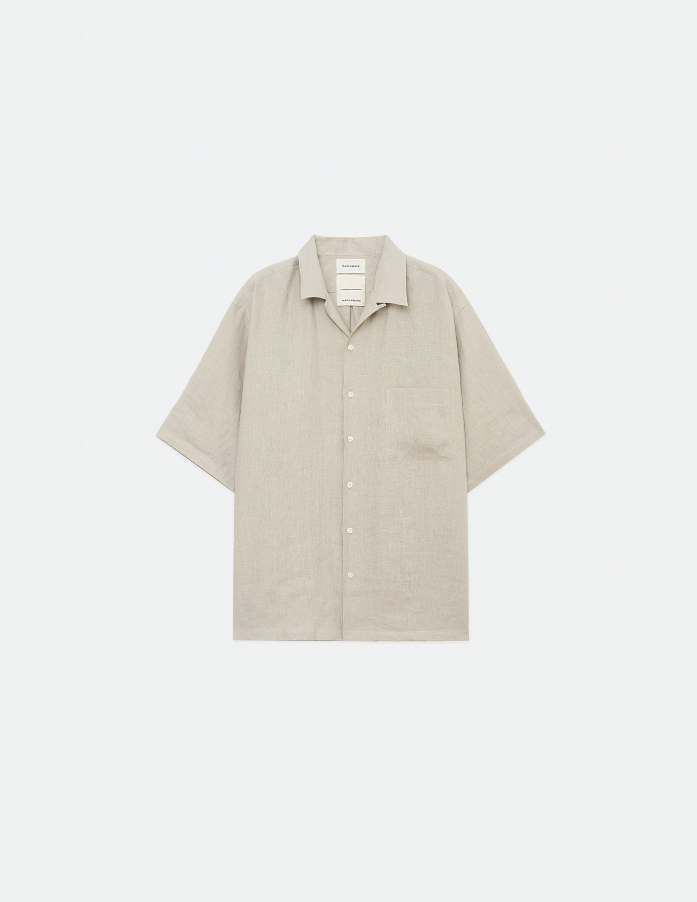 MARKAWARE A23B-07SH01B HEMP SHIRTING OPEN COLLAR S/S SHIRT